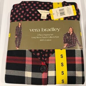 Vera Bradley Womens 100% cotton 2-piece Plaid PJ Pajama Set Sz Small NEW